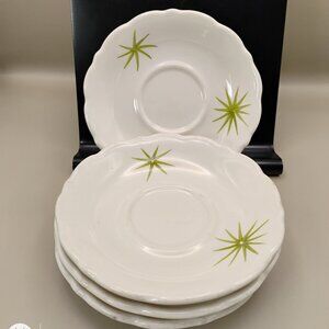 Syracuse China atomic starburst saucers with scalloped edges Set of 4 1960s